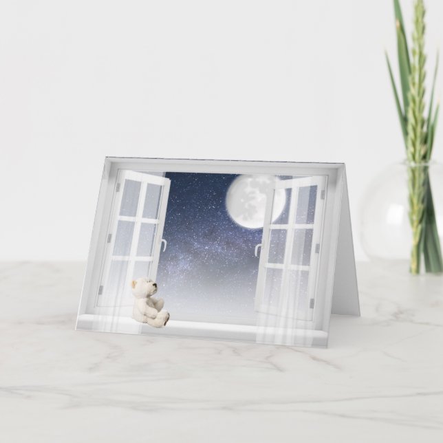 Teddy Bär im Fenster für Freundschaft Karte (Vorderseite)