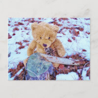 Teddy Bär im Schnee, denim blauer Tint