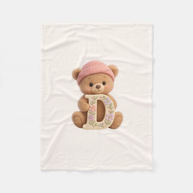 Teddy Bär Initial D Baby Mädchen Geschenk Fleecedecke (Vorderseite)