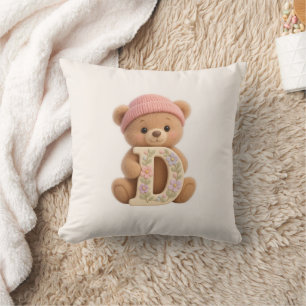Teddy-Bär-Initial-Kinderzimmer- und Mädchenzimmer- Kissen