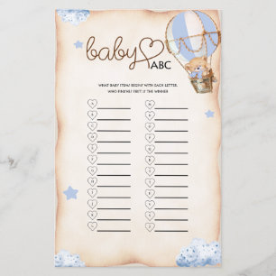 Teddy-Bär-Junge-Baby-Party Blau Baby ABC-Spielkart