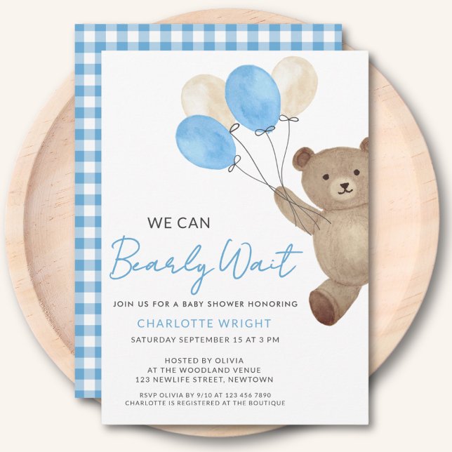 Teddy-Bär-Junge-Baby-Party Einladung (Von Creator hochgeladen)