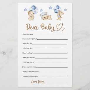 Teddy Bär Junge Dusche Lieber Baby Wünsche