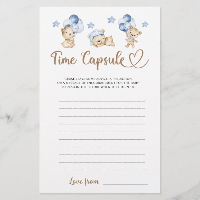 Teddy Bär Junge Dusche Time Kapsel (Vorderseite)