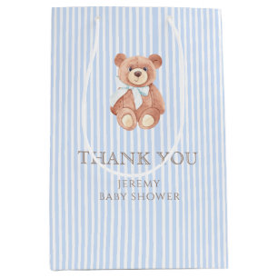 Teddy-Bär-Junge Klassischer blauer Streifen Baby S Mittlere Geschenktüte