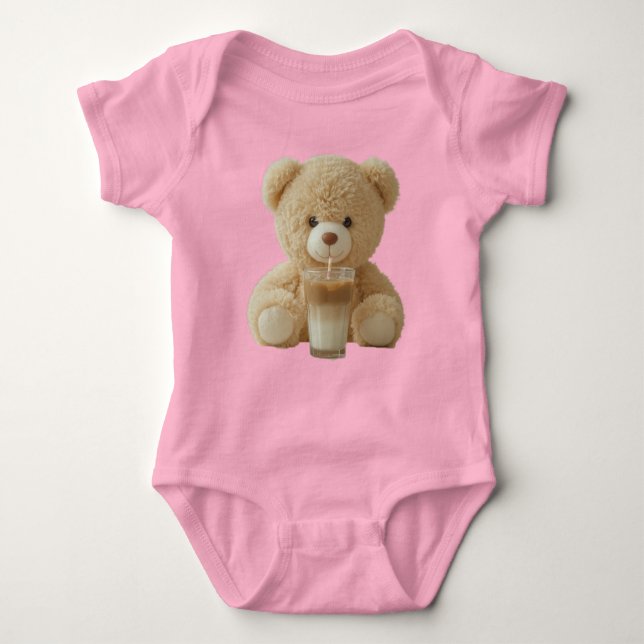 Teddy Bär Kakao Milch Baby Strampler (Vorderseite)