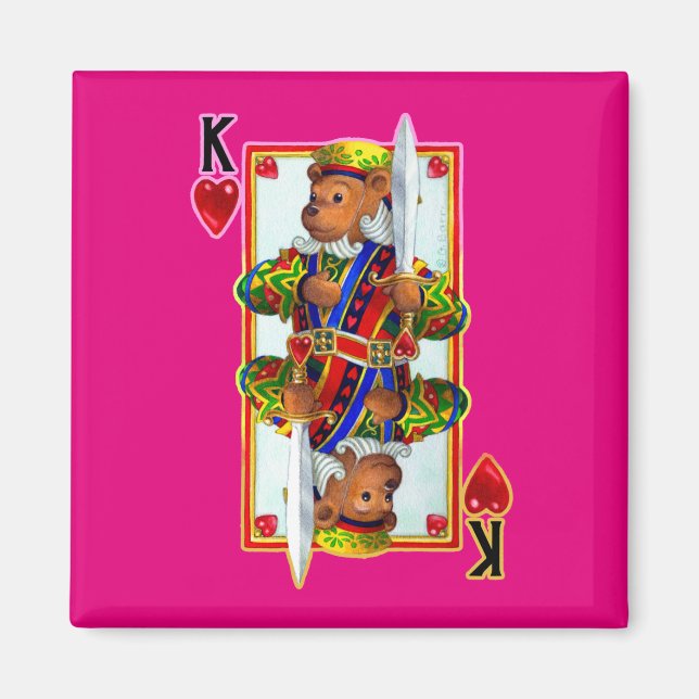 Teddy Bar King of Hearts Magnet (Vorne)