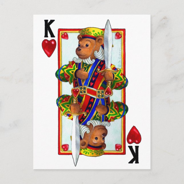 Teddy Bar King of Hearts Postkarte (Vorderseite)