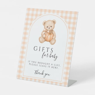 Teddy-Bär-Kürbis-Geschenke für Baby-Party-Schild Sockelschild