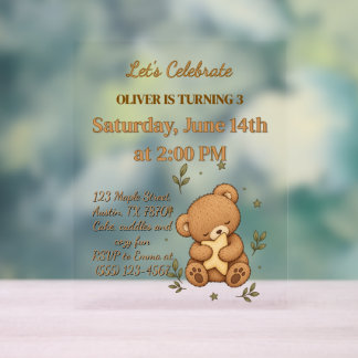 Teddy Bär Kuschelig Kindergeburtstag Acrylschild