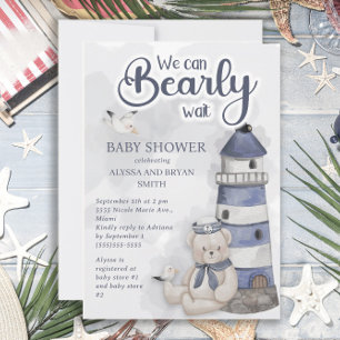 Teddy Bär Leuchtturm Kaum warten Bubi Baby-Party Einladung