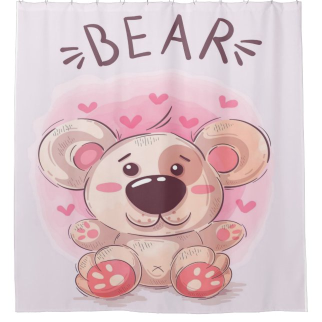Teddy Bar Lovers | Geschenk für Kinder Duschvorhang (Vorderseite)