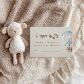 Teddy-Bär-Luftballon-Baby-Shower-Windel-Raffle Begleitkarte