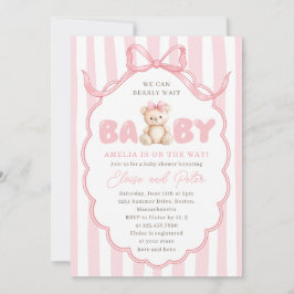 Teddy-Bär-Mädchen Rosa Schleife Baby Shower Einladung