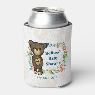 Teddy Bär mit Blumenschmuck Baby Dusche Dosenkühler