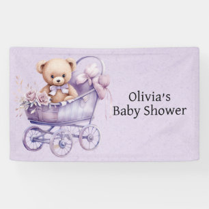 Teddy Bär mit Lavendel Carriage Girl Baby Shooter Banner