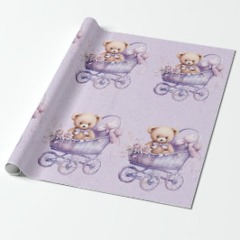Teddy Bär mit Lavendel Carriage Girl Baby Shooter Geschenkpapier