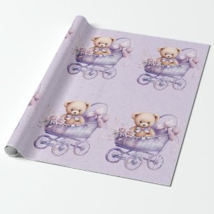 Teddy Bär mit Lavendel Carriage Girl Baby Shooter Geschenkpapier