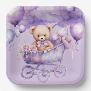 Teddy Bär mit Lavendel Carriage Girl Baby Shooter Pappteller
