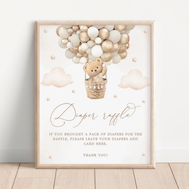 Teddy Bär mit Neutral Balloon Diaper Raffle Poster (Von Creator hochgeladen)