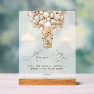 Teddy Bär mit neutralen Balloons Mimosa Bar Acrylschild