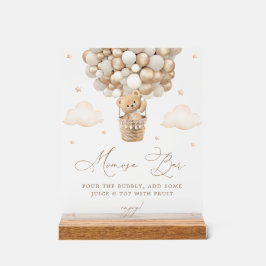 Teddy Bär mit neutralen Balloons Mimosa Bar Acrylschild