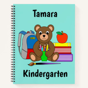 Teddy Bär mit Schulbedarf Notebook Notizbuch
