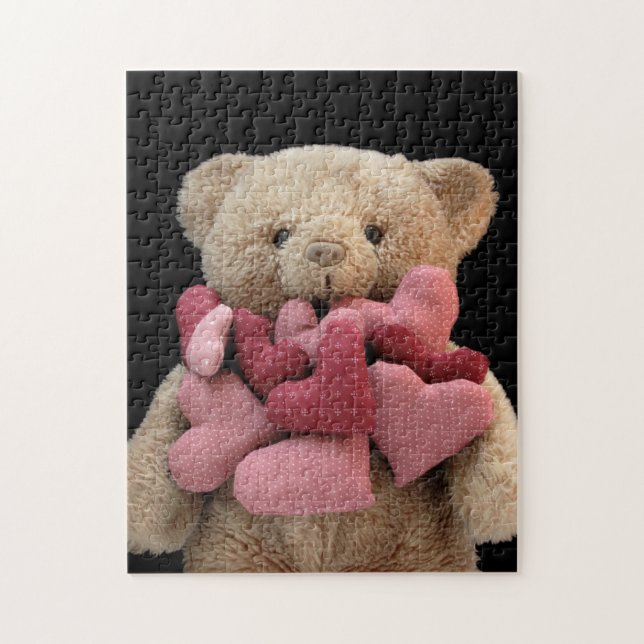 Teddy Bär mit Stoffherzen Puzzle (Vertikal)