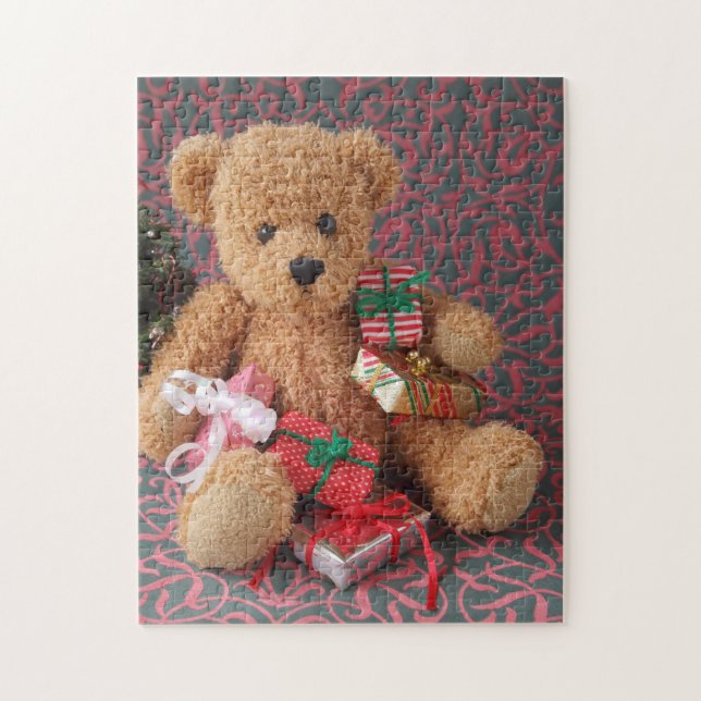 Teddy Bär mit vielen Weihnachtsgeschenken Puzzle (Vertikal)