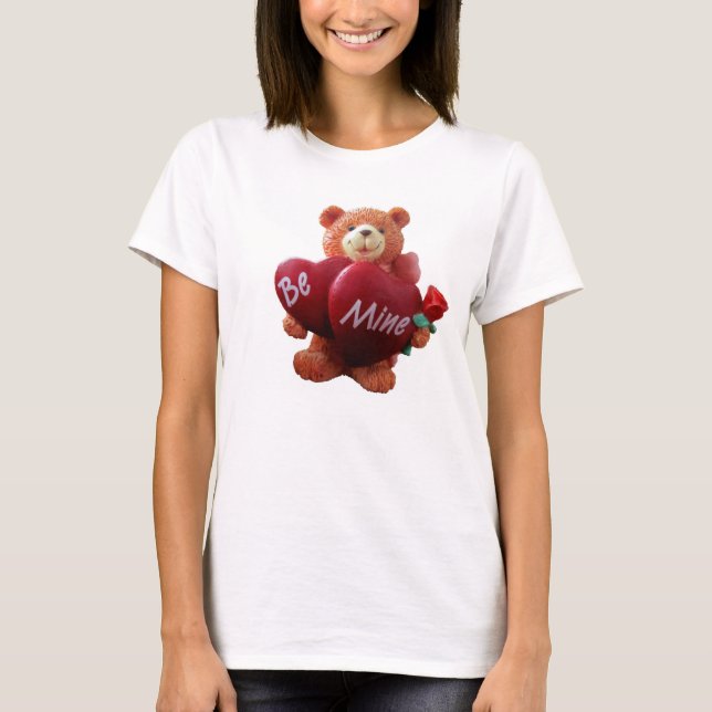 Teddy-Bär mit zwei Herzen und eine Rose T-Shirt (Vorderseite)