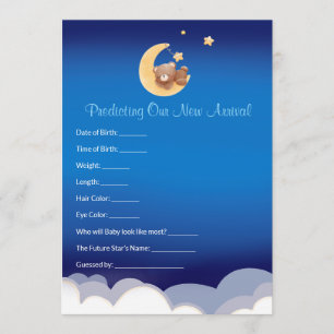 Teddy-Bär-Mond-Baby-Shower-Vorhersage  Mitteilungskarte