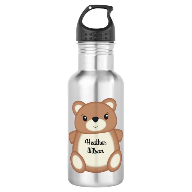 Teddy Bär Niedlich Kinder Wasserflasche mit Name (Vorderseite)
