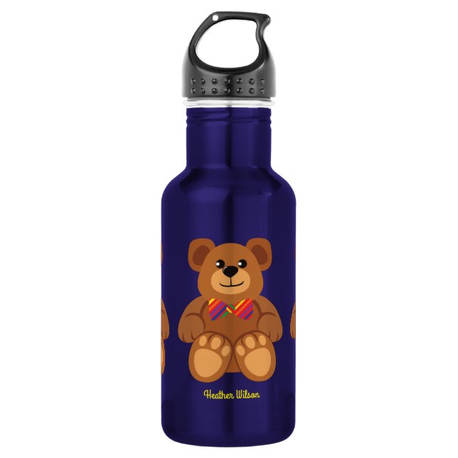 Teddy Bär Niedlich Kinder Wasserflasche mit Name (Vorderseite)