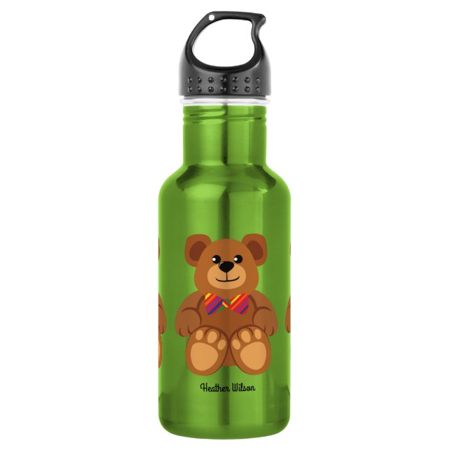 Teddy Bär Niedlich Kinder Wasserflasche mit Name (Vorderseite)