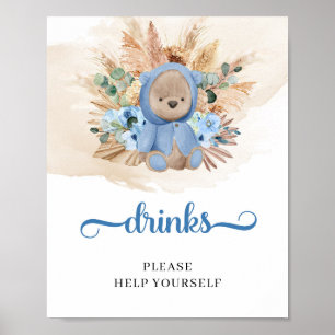 Teddy-Bär-Pampas-Getränke-Tafel Poster