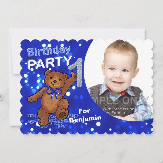 Teddy Bär Party Custom Foto Einladung (Vorderseite)