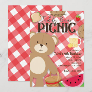 Teddy-Bär-Picknick-Sommer-Geburtstagsfeier-Einladu Einladung