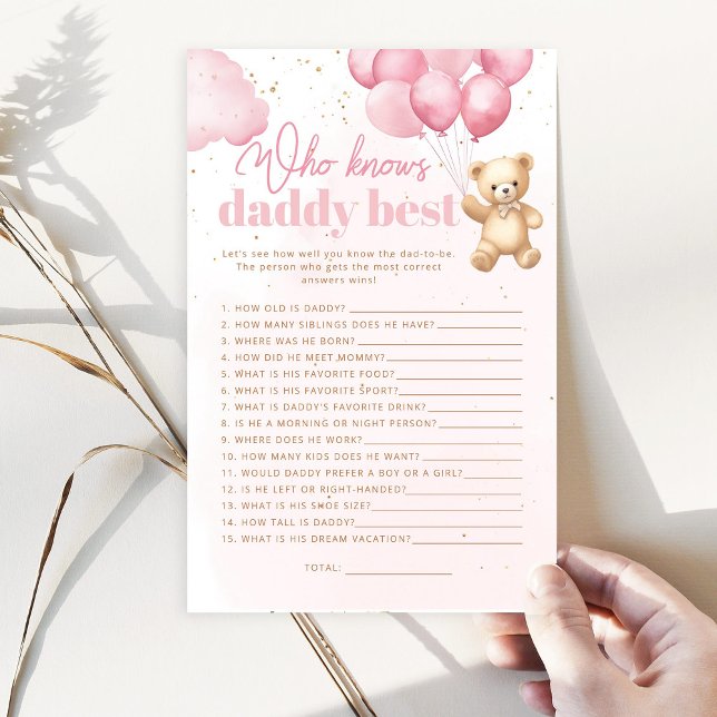 Teddy Bär pink Wer Papa kennt das beste Duschspiel (Von Creator hochgeladen)