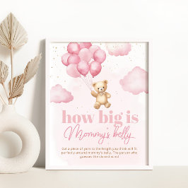 Teddy Bär pink wie groß ist Mama's Bauchspiel Poster
