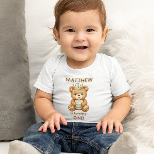 Teddy-Bär Prinz 1. Geburtstag Personalisiertes T-S Baby T-shirt