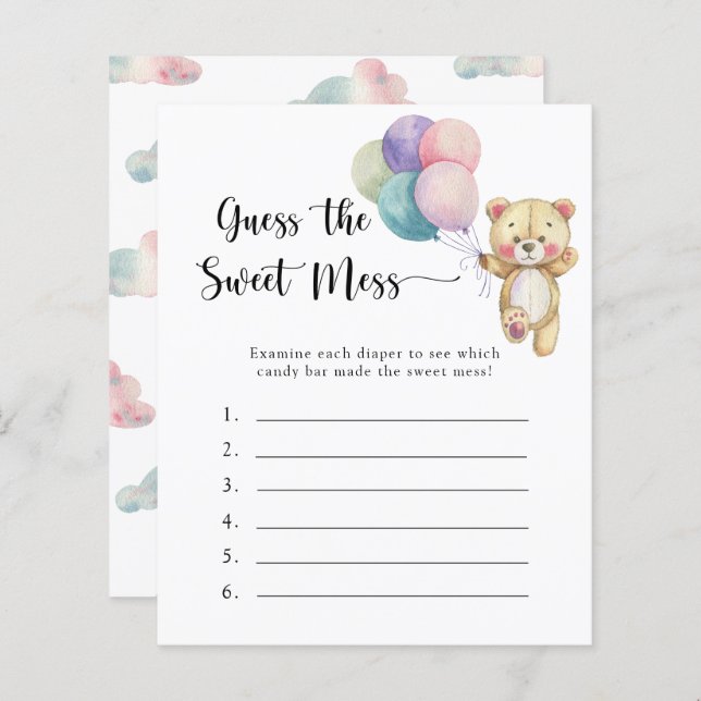 Teddy Bär - Raten Sie mal das Sweet Mess Spiel (Vorne/Hinten)