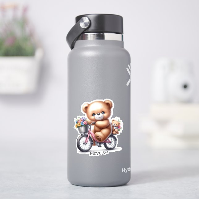Teddy Bär Reiten eines Fahrrads Aufkleber (HydroFlask)