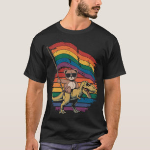 Teddy Bär reitet Dinosaurier und winkt Regenbogenf T-Shirt