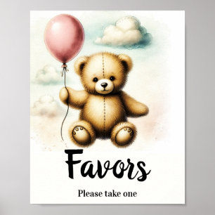 Teddy-Bär Rosa Ballon Geburtstagsgeschenk Schild