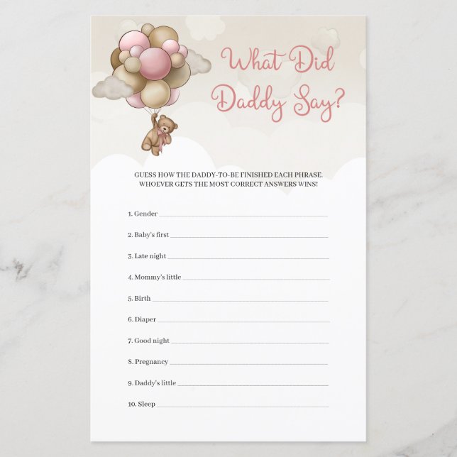 Teddy Bär rosa braunes Elfenbein Was Papa gesagt h (Vorderseite)