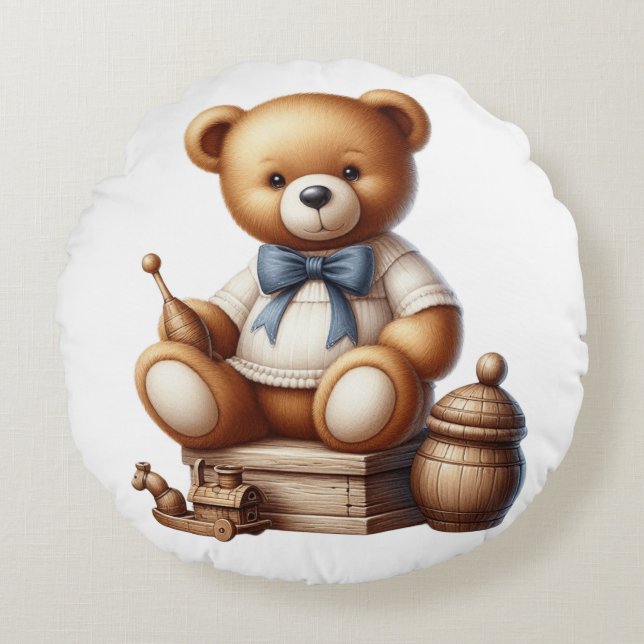 Teddy Bär Rundes Kissen (Vorderseite)