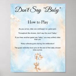 Teddy Bär Sag Nicht Baby Shower Spiel Schild