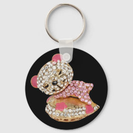Teddy Bär schlafend Schönheit Diamant niedlich ros Schlüsselanhänger