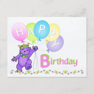 Teddy Bar tanzen Happy Birthday Postkarte