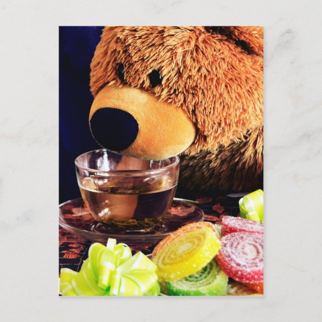 Teddy Bar Tea Party Postkarte (Vorderseite)